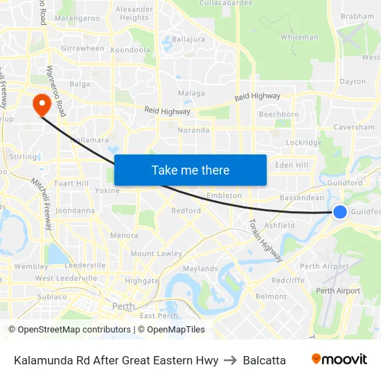 Kalamunda Rd After Great Eastern Hwy to Balcatta map