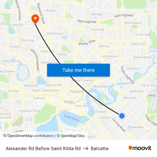 Alexander Rd Before Saint Kilda Rd to Balcatta map