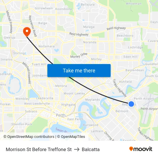 Morrison St Before Treffone St to Balcatta map