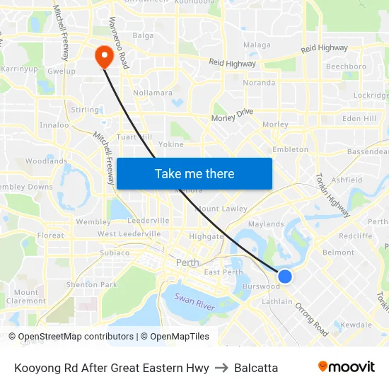 Kooyong Rd After Great Eastern Hwy to Balcatta map