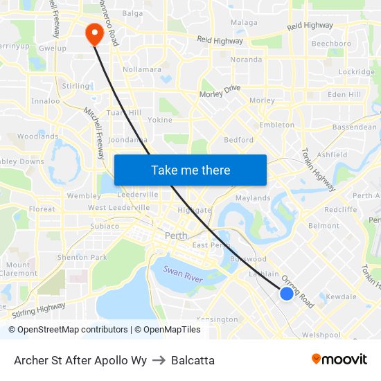 Archer St After Apollo Wy to Balcatta map