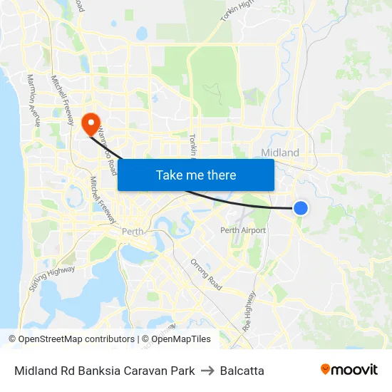 Midland Rd Banksia Caravan Park to Balcatta map