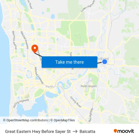 Great Eastern Hwy Before Sayer St to Balcatta map