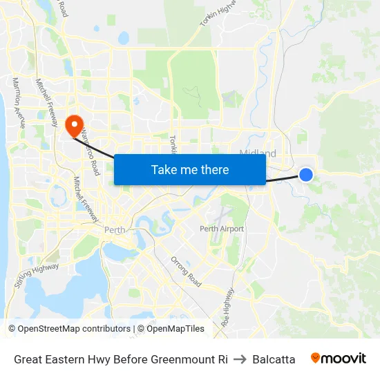 Great Eastern Hwy Before Greenmount Ri to Balcatta map
