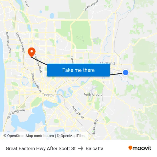 Great Eastern Hwy After Scott St to Balcatta map