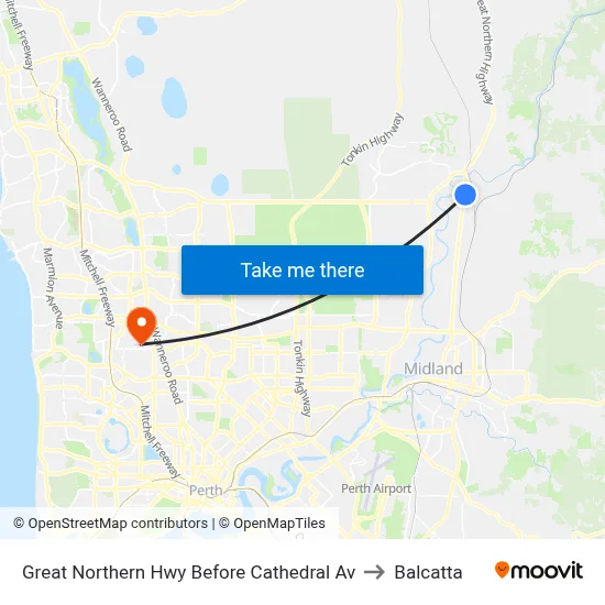 Great Northern Hwy Before Cathedral Av to Balcatta map