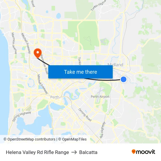 Helena Valley Rd Rifle Range to Balcatta map