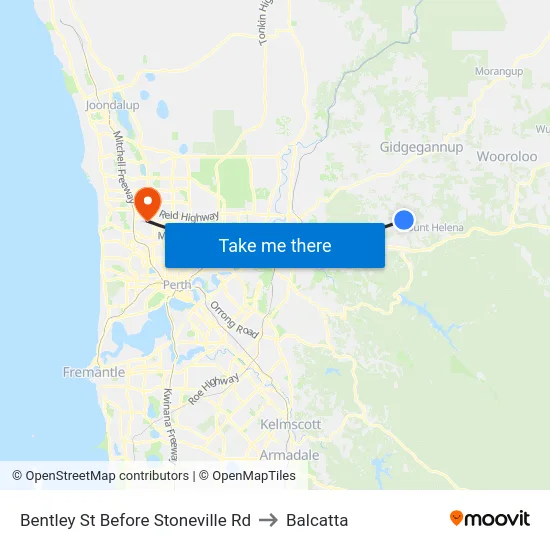 Bentley St Before Stoneville Rd to Balcatta map