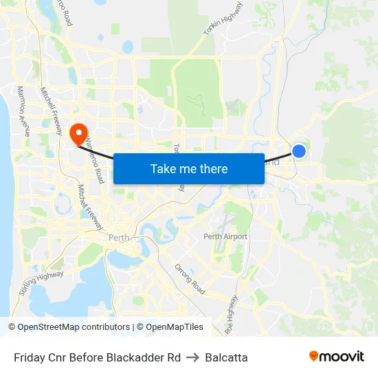 Friday Cnr Before Blackadder Rd to Balcatta map