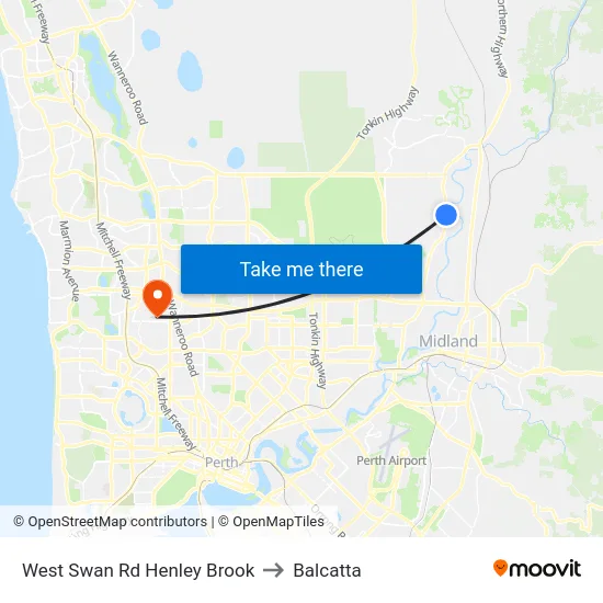 West Swan Rd Henley Brook to Balcatta map