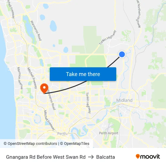 Gnangara Rd Before West Swan Rd to Balcatta map