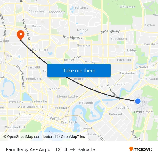Fauntleroy Av  - Airport T3 T4 to Balcatta map