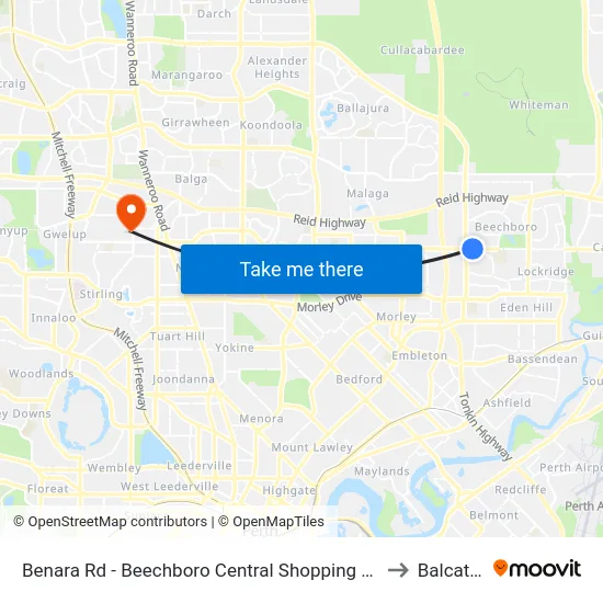 Benara Rd - Beechboro Central Shopping Ctr to Balcatta map