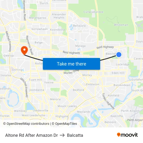 Altone Rd After Amazon Dr to Balcatta map
