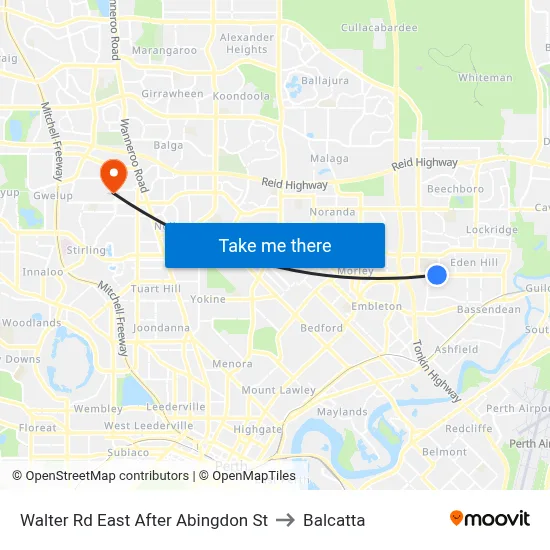 Walter Rd East After Abingdon St to Balcatta map