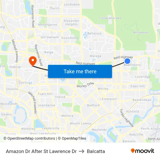 Amazon Dr After St Lawrence Dr to Balcatta map