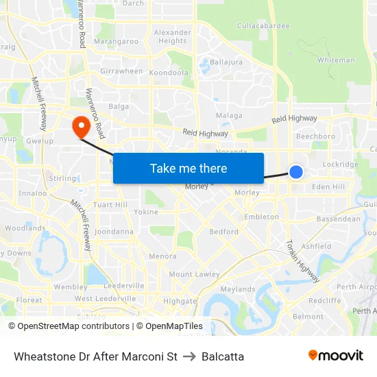 Wheatstone Dr After Marconi St to Balcatta map