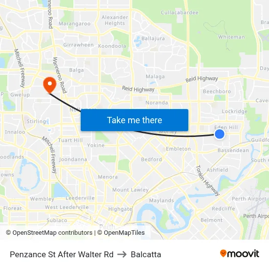 Penzance St After Walter Rd to Balcatta map