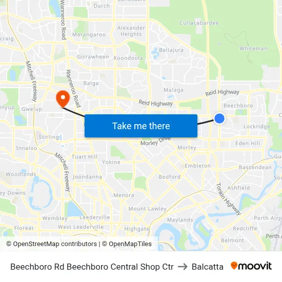 Beechboro Rd Beechboro Central Shop Ctr to Balcatta map