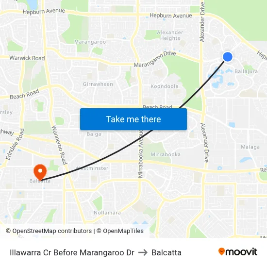 Illawarra Cr Before Marangaroo Dr to Balcatta map