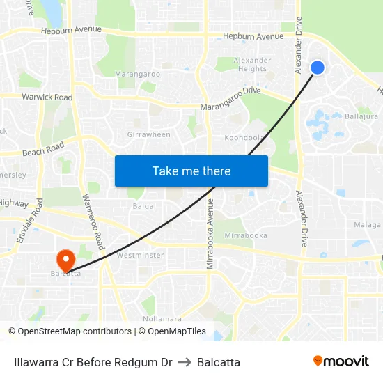 Illawarra Cr Before Redgum Dr to Balcatta map