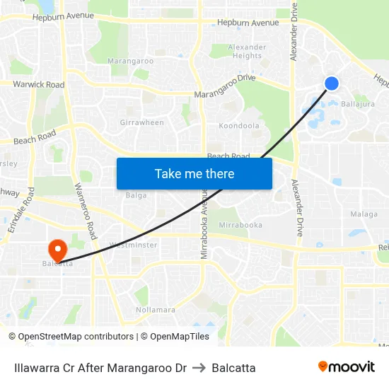 Illawarra Cr After Marangaroo Dr to Balcatta map