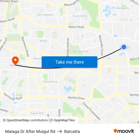 Malaga Dr After Mulgul Rd to Balcatta map