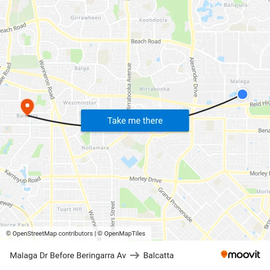 Malaga Dr Before Beringarra Av to Balcatta map