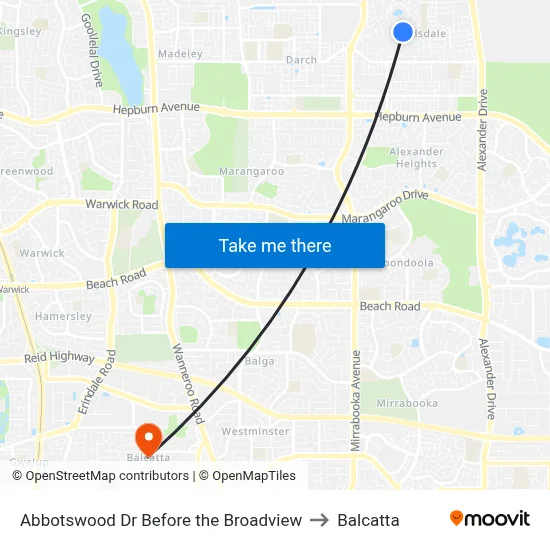 Abbotswood Dr Before the Broadview to Balcatta map