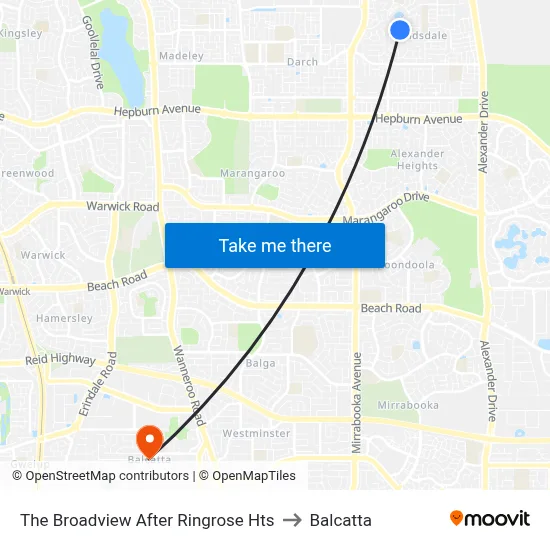 The Broadview   After Ringrose Hts to Balcatta map