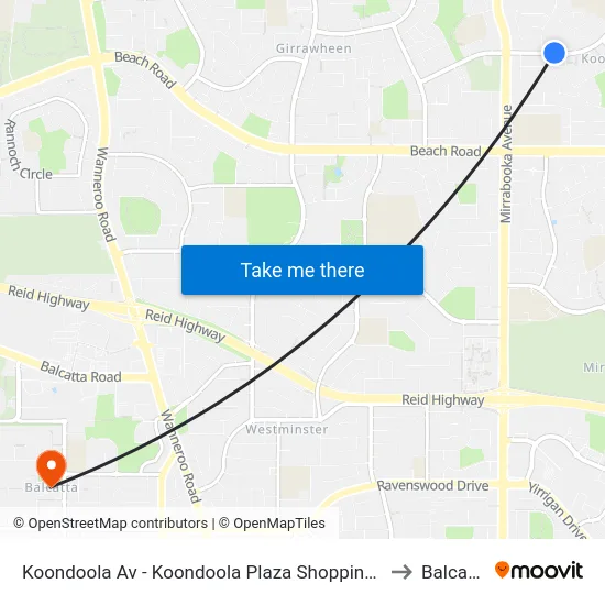 Koondoola Av - Koondoola Plaza Shopping Ctr to Balcatta map