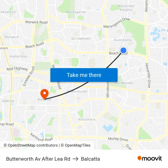 Butterworth Av After Lea Rd to Balcatta map