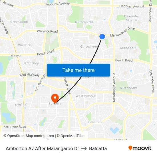 Amberton Av After Marangaroo Dr to Balcatta map