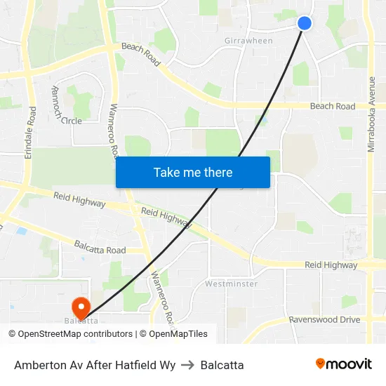 Amberton Av After Hatfield Wy to Balcatta map