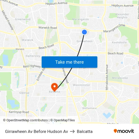 Girrawheen Av Before Hudson Av to Balcatta map