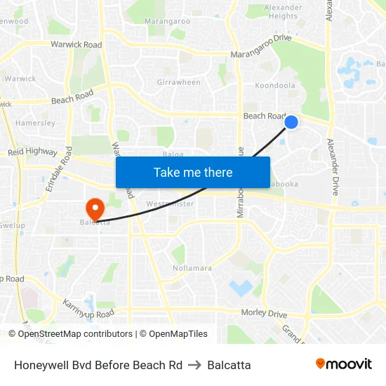 Honeywell Bvd Before Beach Rd to Balcatta map