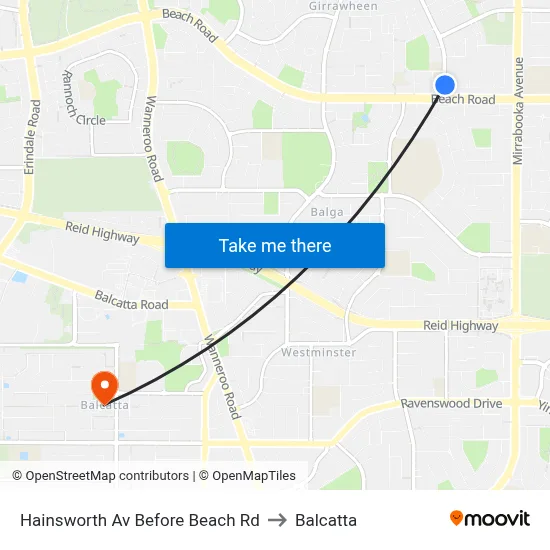 Hainsworth Av Before Beach Rd to Balcatta map