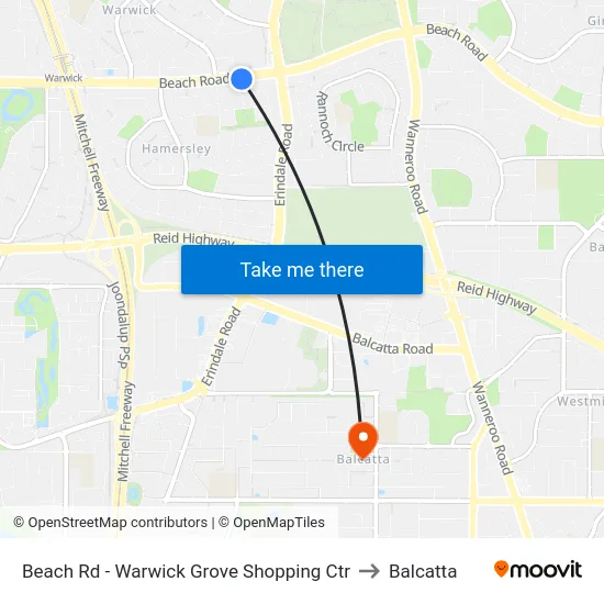Beach Rd - Warwick Grove Shopping Ctr to Balcatta map