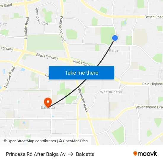 Princess Rd After Balga Av to Balcatta map