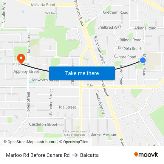 Marloo Rd Before Canara Rd to Balcatta map