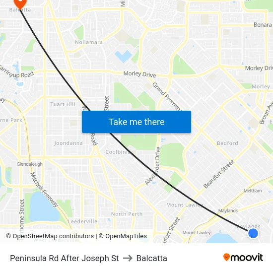 Peninsula Rd After Joseph St to Balcatta map