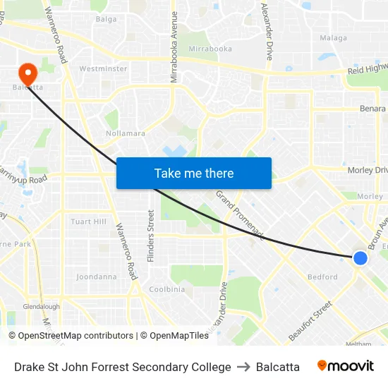 Drake St John Forrest Secondary College to Balcatta map
