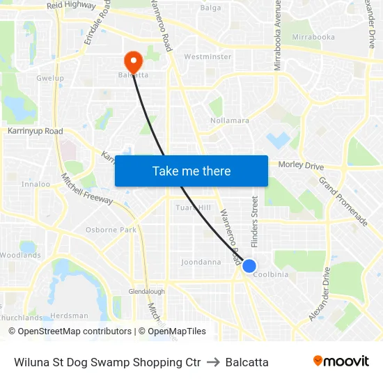 Wiluna St Dog Swamp Shopping Ctr to Balcatta map