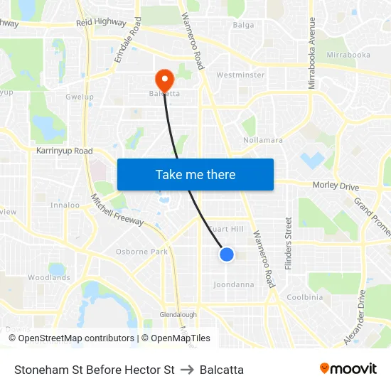 Stoneham St Before Hector St to Balcatta map