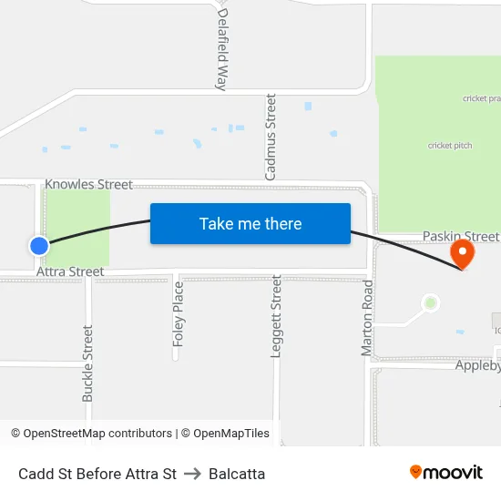 Cadd St Before Attra St to Balcatta map