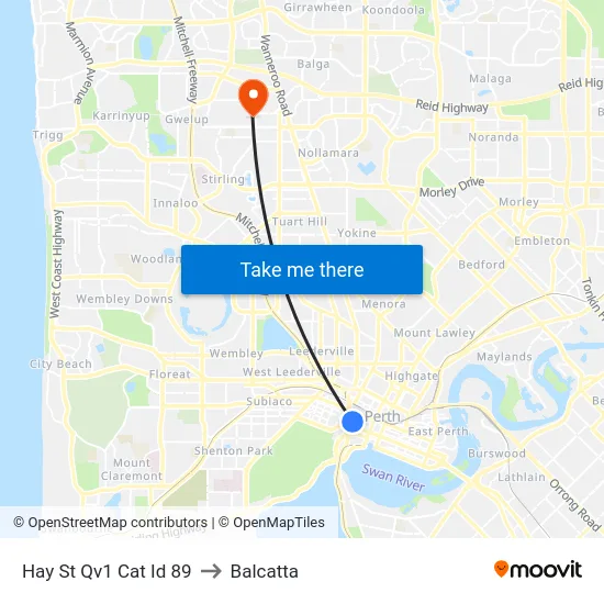 Hay St Qv1 Cat Id 89 to Balcatta map