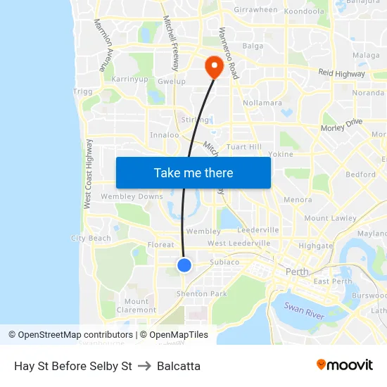 Hay St Before Selby St to Balcatta map