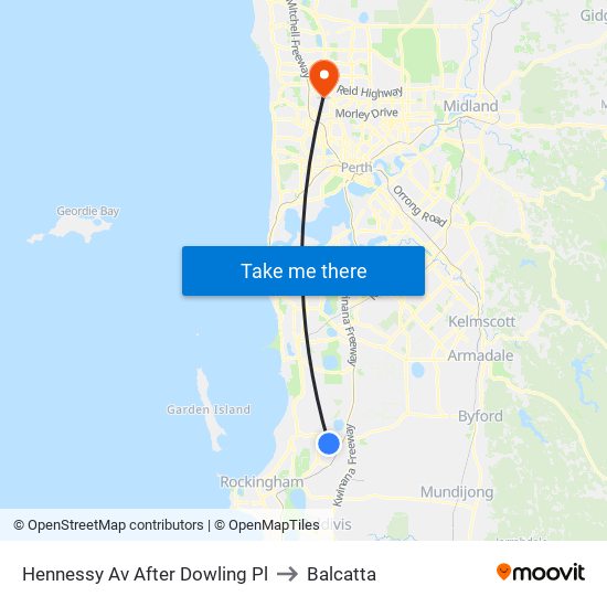 Hennessy Av After Dowling Pl to Balcatta map