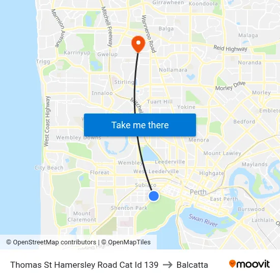 Thomas St Hamersley Road Cat Id 139 to Balcatta map