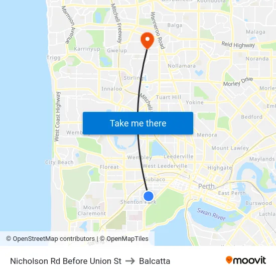 Nicholson Rd Before Union St to Balcatta map
